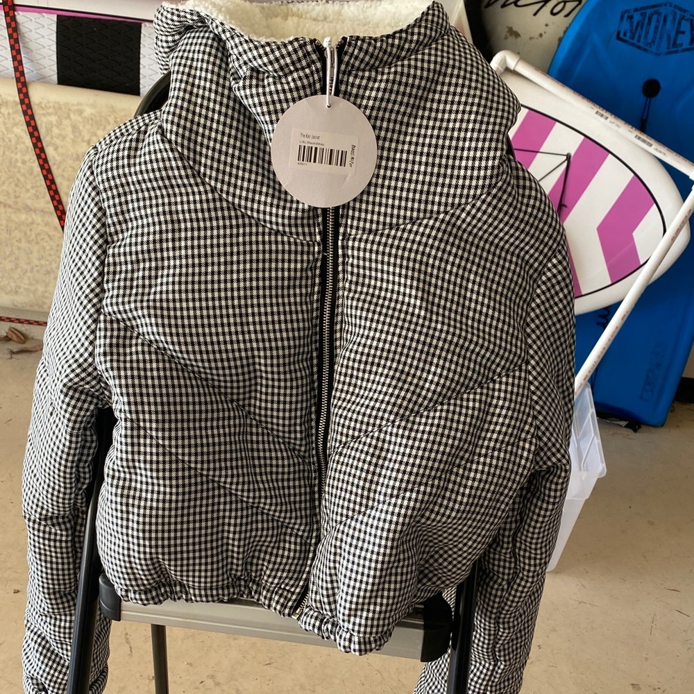 Black and White Checkered Puffer Jacket